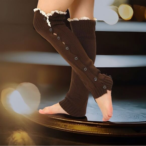 Frill top l Button-up l Brown l Long Leg Warmers l New - Picture 5 of 8